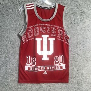 adidas Univ Of Indiana Sz M Red Climate Jersey Basketball Graphic Hoosier Nation